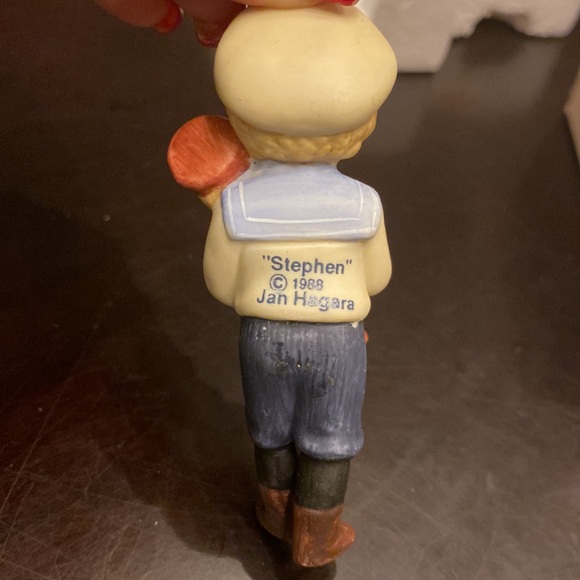 1988 Jan Hagara Vintage Bisque Figurine "Stephen" Hanging Mini Ornament O22330 - Picture 4 of 12